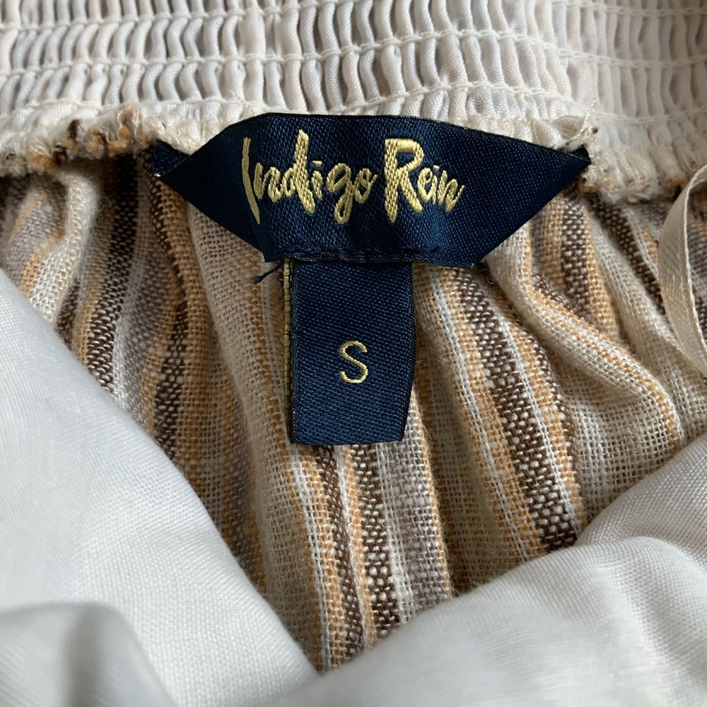 Indigo Rein Striped Linen-Blend Halter Midi Dress - Size Small - Picture 5 of 6